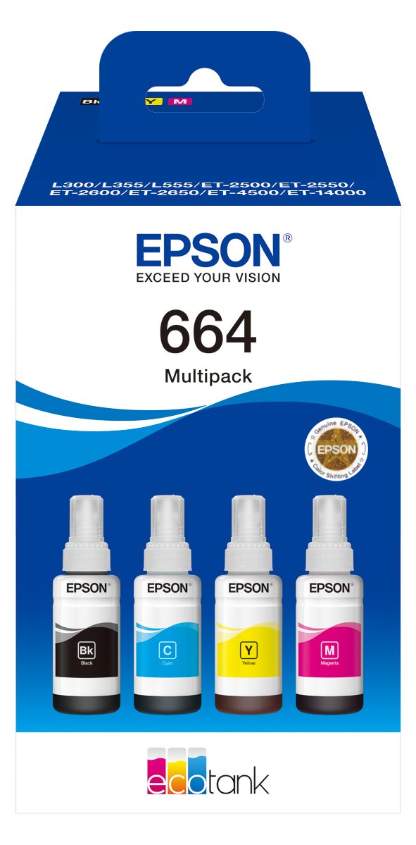 Epson EcoTank 664 - 4er-Pack - Schwarz, Gelb, Cyan, Magenta