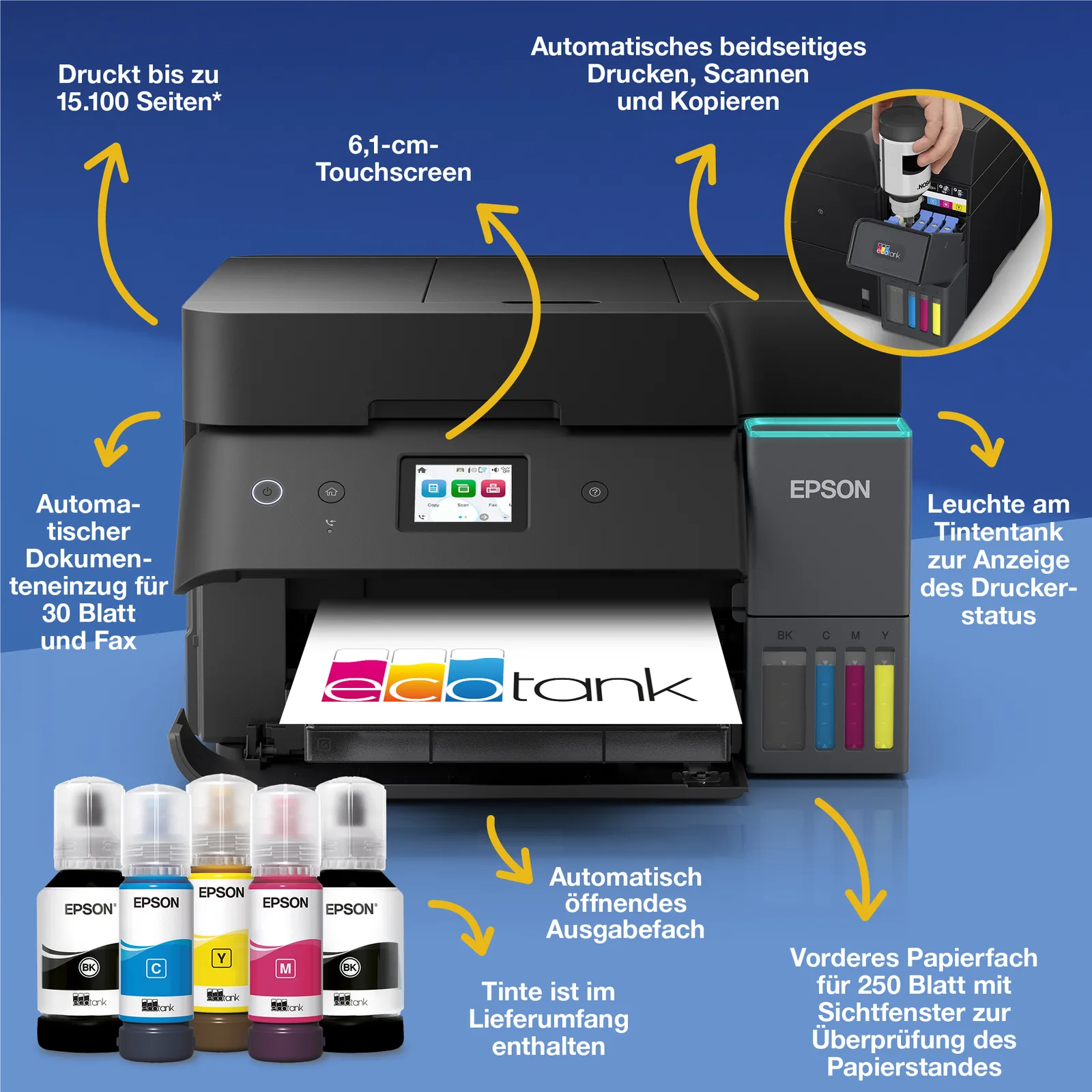 Epson EcoTank ET-4951 - Multifunktionsdrucker - Farbe - Tintenstrahl - ITS - A4/Letter - Tintenstrahldruck - Farbig, Ansicht 4