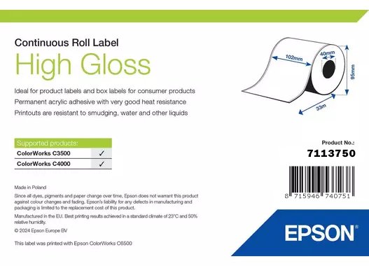 Epson Hochglänzend - Rolle (10,2 cm x 33 m) 1 Rolle(n) Endlosetiketten