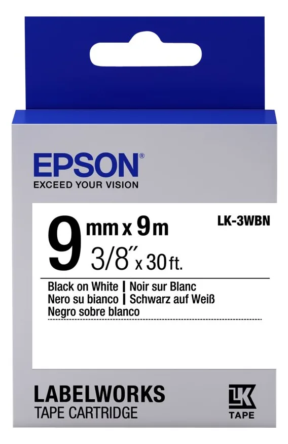 Epson LabelWorks LK-3WBN - Schwarz auf Weiß - Rolle (0,9 cm x 9 m), Ansicht 2