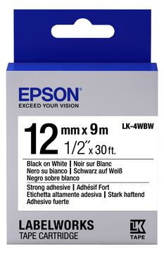 Epson LabelWorks LK-4WBW - Stark klebend - Schwarz auf Weiß - Rolle (1,2 cm x 9 m) von LumaTech