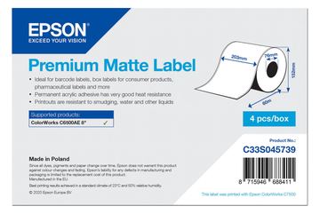 Epson Premium - Glatt matt - permanenter Acrylklebstoff - hochweiß - Rolle (20,3 cm x 60 m)