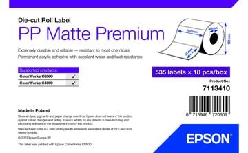 Epson Premium - Polypropylen (PP) - matt - permanenter Acrylklebstoff - 102 x 51 mm 9630 Etikett(en) (18 Rolle(n)