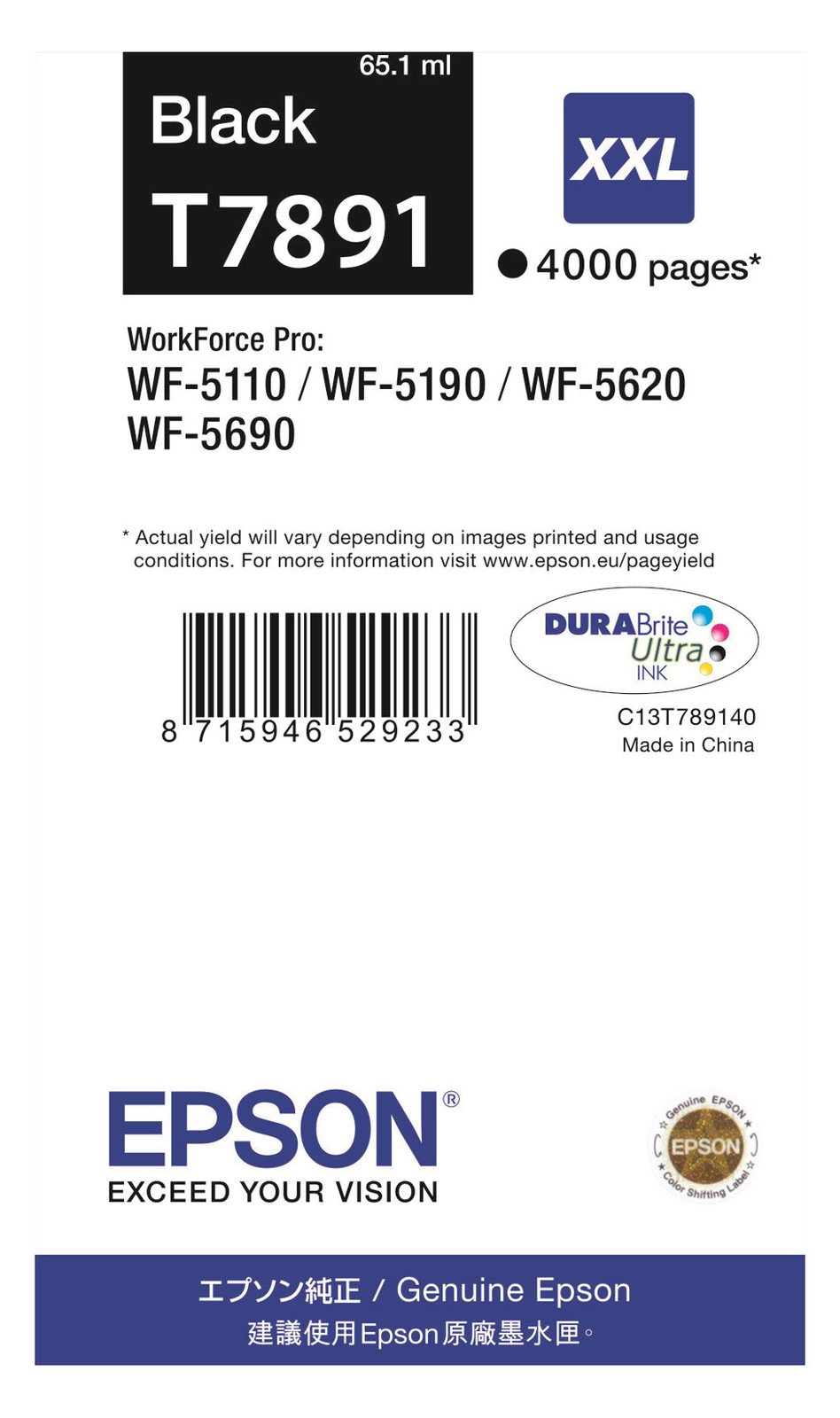 Epson T7891 - 65.1 ml - Größe XXL - Schwarz - Original