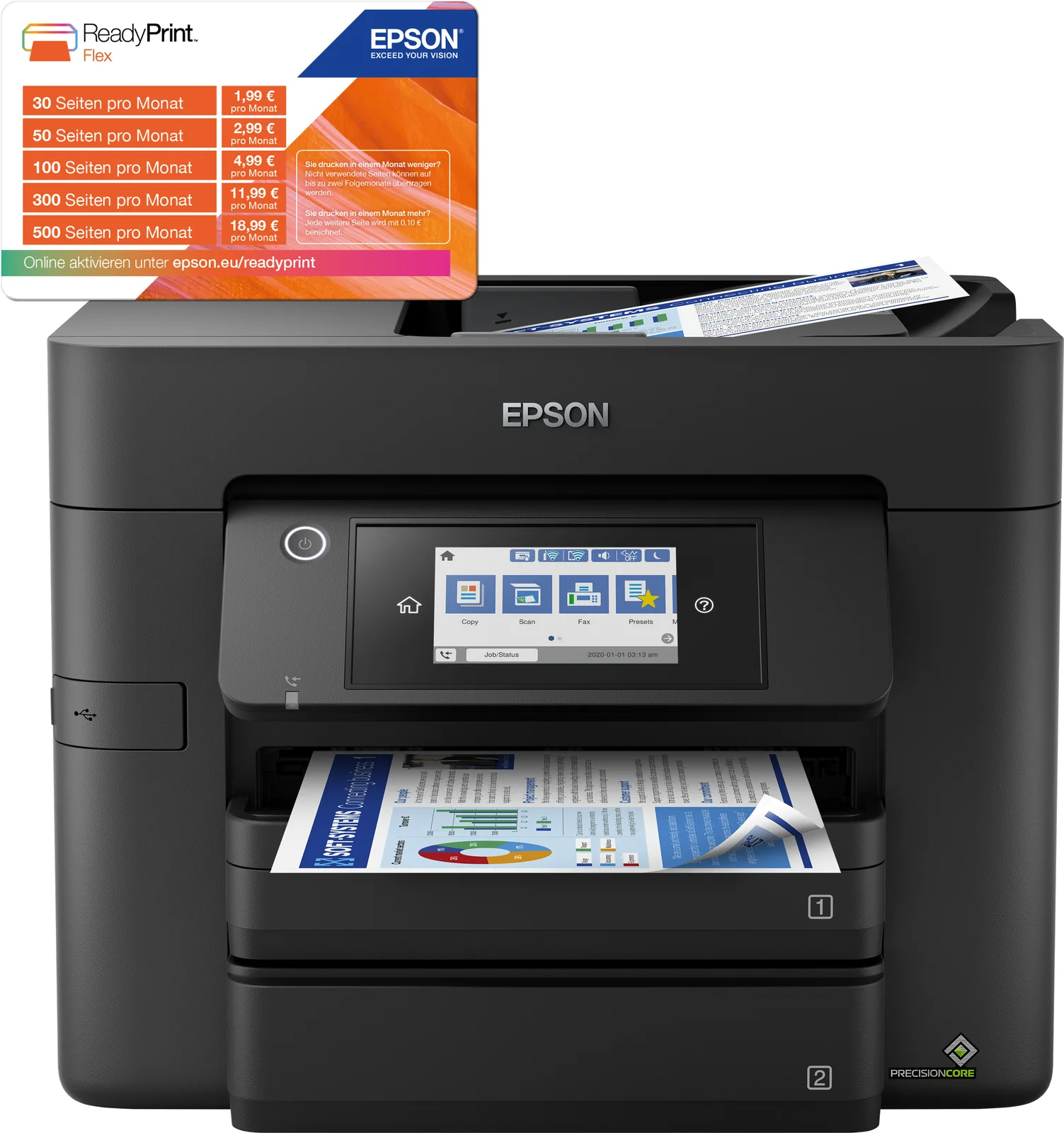 Epson WorkForce Pro WF-4830DTWF - Multifunktionsdrucker - Farbe - Tintenstrahl - A4/Legal (Medien), Ansicht 2
