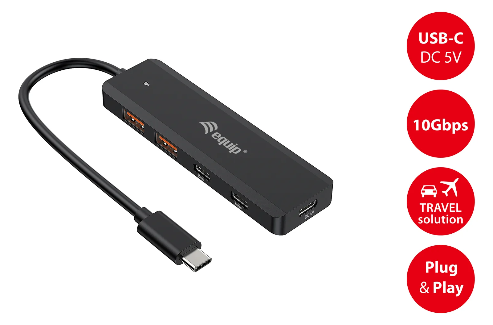 Equip 128966 USB-C 4-Port USB 3.2 Gen 2 10Gbps Hub x 2 USB-A 2 10000 Mbit/s, Ansicht 4