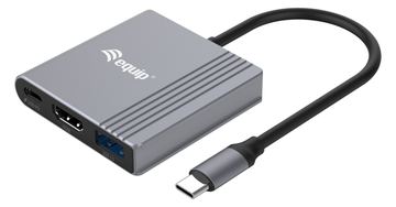 Equip 3-in-1-USB-C-zu-HDMI-/USB-A-/USB-PD-Adapter - 3.2 Gen 1 (3.1 Gen 1) - USB Typ-C - HDMI-Ausgang - 3840 x 2160 Pixel von LumaTech