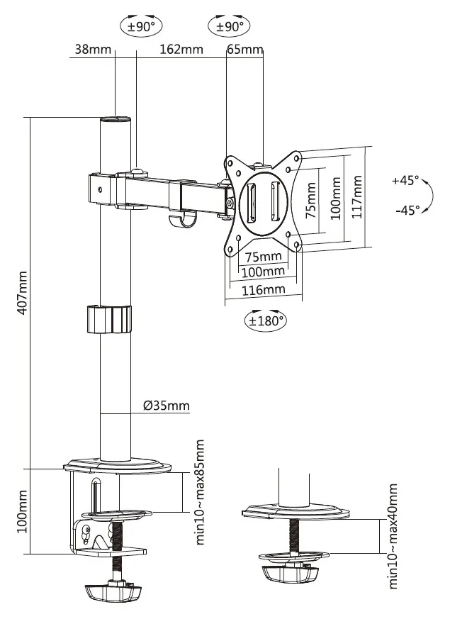 Equip Befestigungskit (Kabeldurchführungsklemme, Schrauben, Klemmhalterung) - (Curved) LCD-Display - 43.2-81.3cm 17-32, Ansicht 2