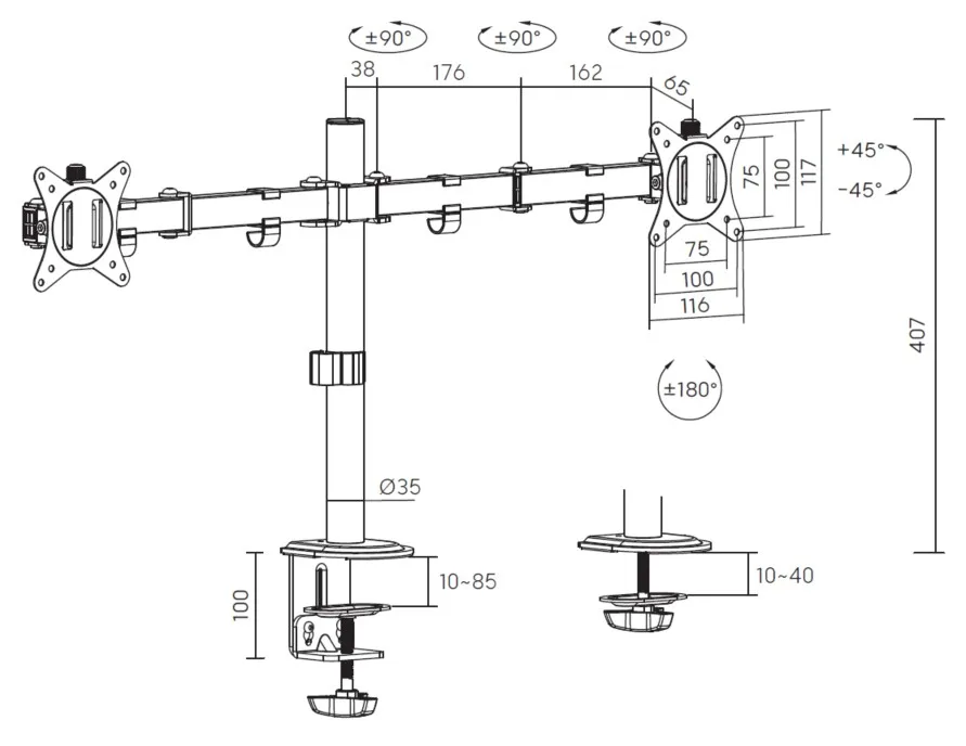 Equip Befestigungskit (Kabeldurchführungsklemme, Schrauben, Klemmhalterung) - für LCD-Displays - 43.2-81.3 cm (17-32), Ansicht 4
