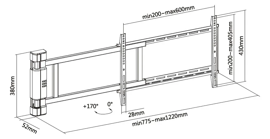 Equip Befestigungskit (Schwenkarm-Wandhalterung) - für LCD-Display - motorisiert - Kunststoff, 81.28-190.5 cm (32-75), Ansicht 4