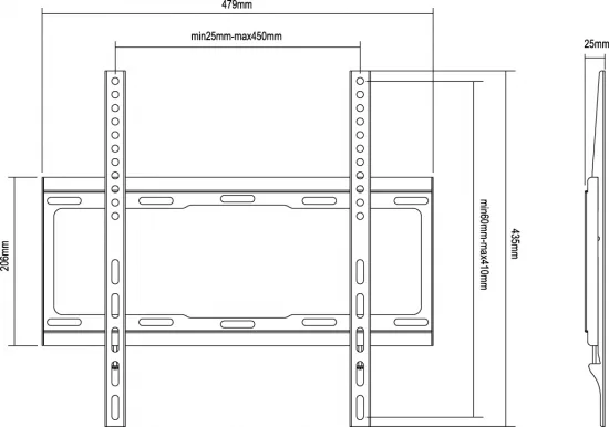 Equip Befestigungskit (Wandmontagehalterung) - für Flachbildschirm - kaltgewalzter Stahl - Schwarz - 81-140 cm (32-55), Ansicht 2
