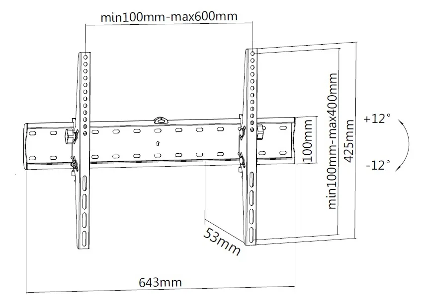 Equip Halterung - für Curved Panel/Flat Panel - Neigen - stainless steel - Schwarz (37-75), Ansicht 2