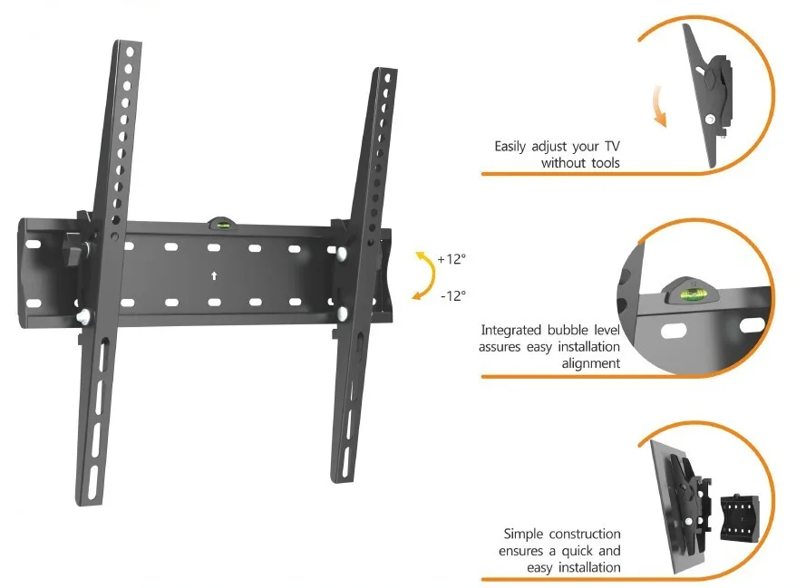 Equip Halterung - für Curved Panel/Flat Panel - Neigen - stainless steel - Schwarz (37-75), Ansicht 3