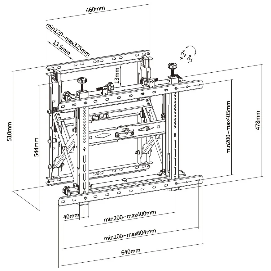 Equip Halterung - Pop-out - für Videoleinwand - Metall, Kunststoff - Schwarz - Bildschirmgröße: 114.3-177.8 cm (45-70), Ansicht 3