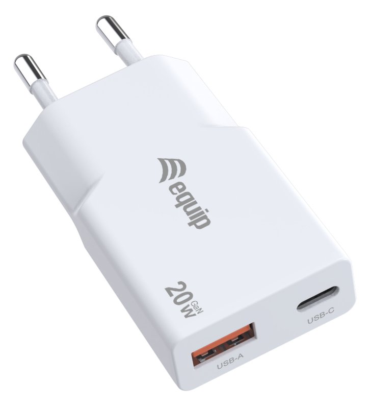 Equip Ladegerät 2Port USB-C PD3.0/USB-A GaN Slim 20W weiß