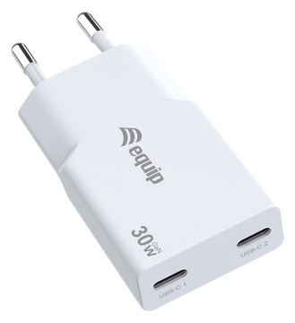 Equip Ladegerät 2Port USB-C PD3.0/USB-A GaN Slim 30W weiß von LumaTech