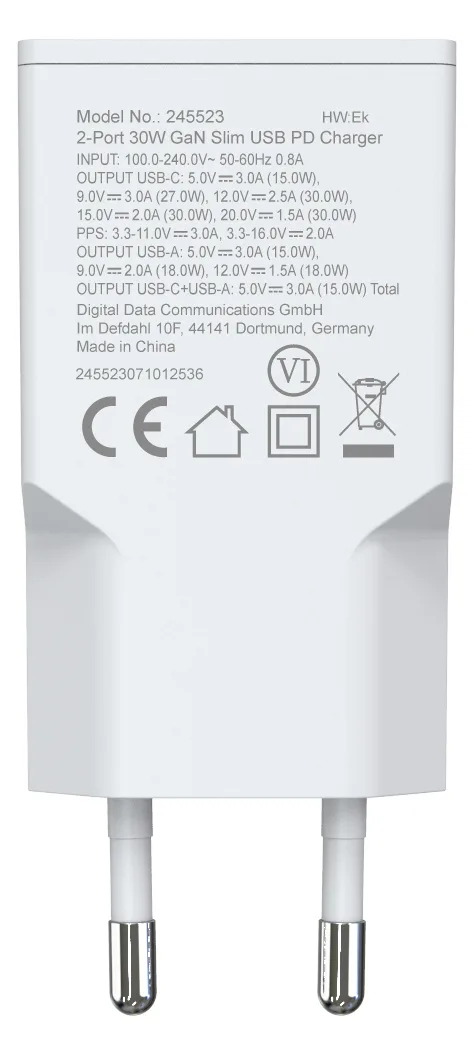 Equip Ladegerät 2Port USB-C PD3.0/USB-A GaN Slim 30W weiß - 1, Ansicht 4