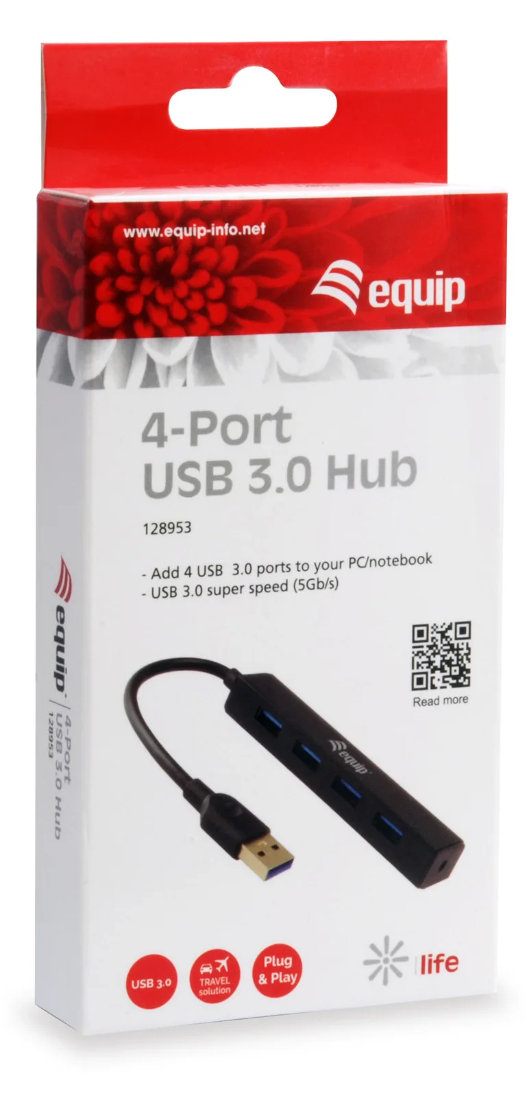 Equip Life 4-Port USB 3.0 Hub - Hub - 4 x SuperSpeed USB 3.0, Ansicht 2