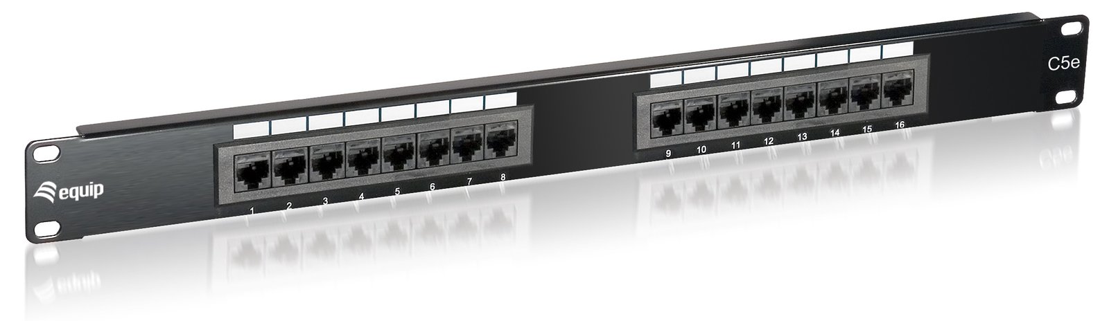 Equip Patch Panel - CAT 5e - RJ-45 X 16 - Schwarz - 1U - 48.3 cm (19)