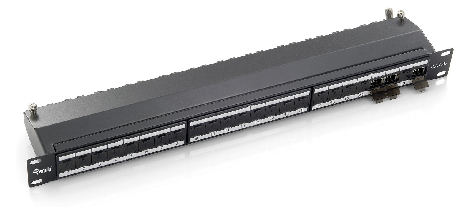 Equip Patch Panel - Patch Panel - CAT 6a - STP - RJ-45 X 24 - Schwarz, RAL 9005 - 1U - 48.3 cm (19)