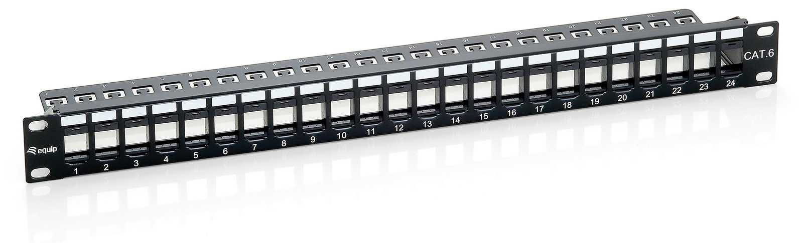 Equip Patch-Panel mit Kabelverwaltung - CAT 6 - UTP - Schwarz - 1U - 48.3 cm (19)