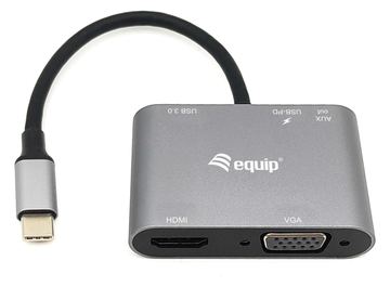 Equip USB-C 5-in-1 Multifunktionsadapter - Kabelgebunden - USB 3.2 Gen 1 (3.1 Gen 1) Type-C - 100 W - Schwarz - Grau von LumaTech