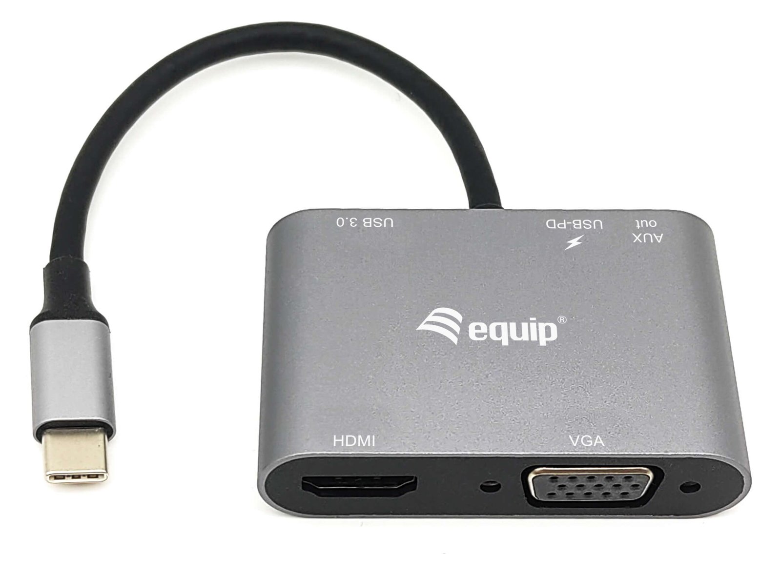 Equip USB-C 5-in-1 Multifunktionsadapter - Kabelgebunden - USB 3.2 Gen 1 (3.1 Gen 1) Type-C - 100 W - Schwarz - Grau