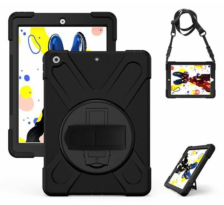 eSTUFF Hintere Abdeckung für Tablet - Polycarbonat, Silikon - Schwarz - 10.2 - für Apple 10.2-inch iPad (9. Generation)