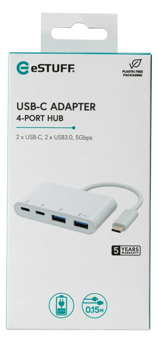eSTUFF Hub - USB-C, 2x USB 3.0, 2x USB-C 3.1, Ansicht 2