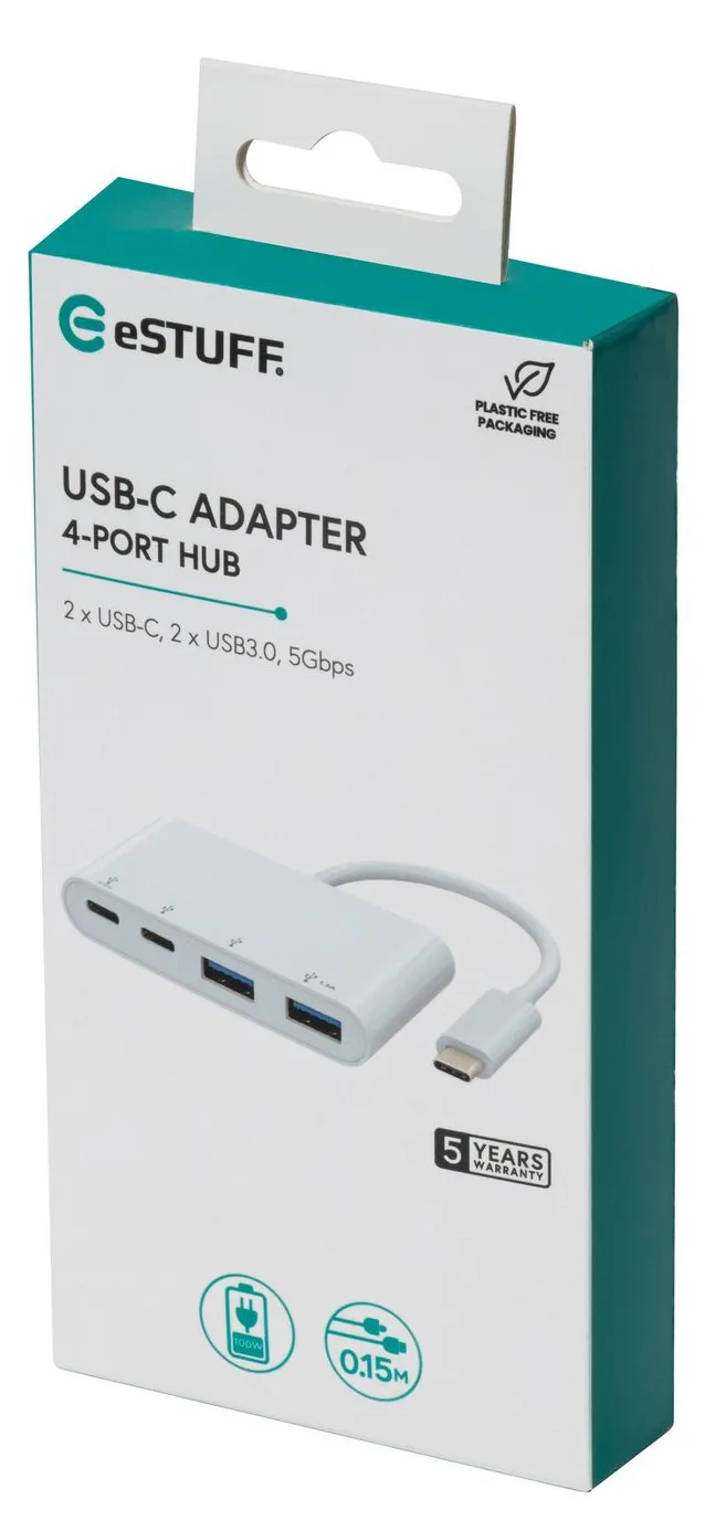 eSTUFF Hub - USB-C, 2x USB 3.0, 2x USB-C 3.1, Ansicht 3