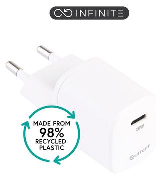 eSTUFF INFINITE - Netzteil - 100 % recycelter Kunststoff - 20 Watt - 3 A - 24 pin USB-C von LumaTech