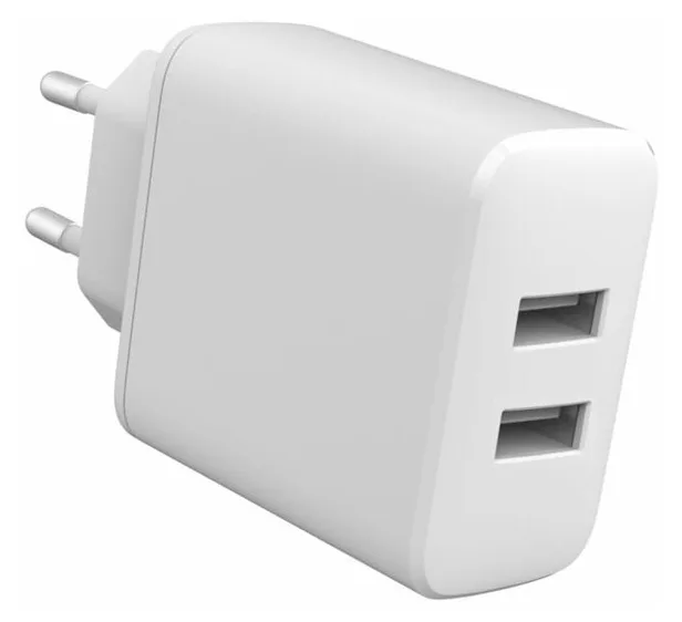 eSTUFF INFINITE - Netzteil - 100 % recycelter Kunststoff - 24 Watt - 2.4 A - 2 Ausgabeanschlussstellen (USB), Ansicht 3