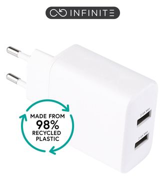 eSTUFF INFINITE - Netzteil - 100 % recycelter Kunststoff - 24 Watt - 2.4 A - 2 Ausgabeanschlussstellen (USB) von LumaTech