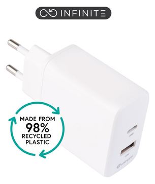 eSTUFF INFINITE - Netzteil - 100 % recycelter Kunststoff - 32 Watt - 3 A - 2 Ausgänge (USB Typ A, 24 pin USB-C) von LumaTech
