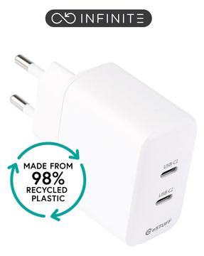 eSTUFF INFINITE - Netzteil - 35 Watt - 3 A - Apple Fast Charge, PD 3.0, QC 3.0 - 2 Anschlussstellen (24 pin USB-C) von LumaTech
