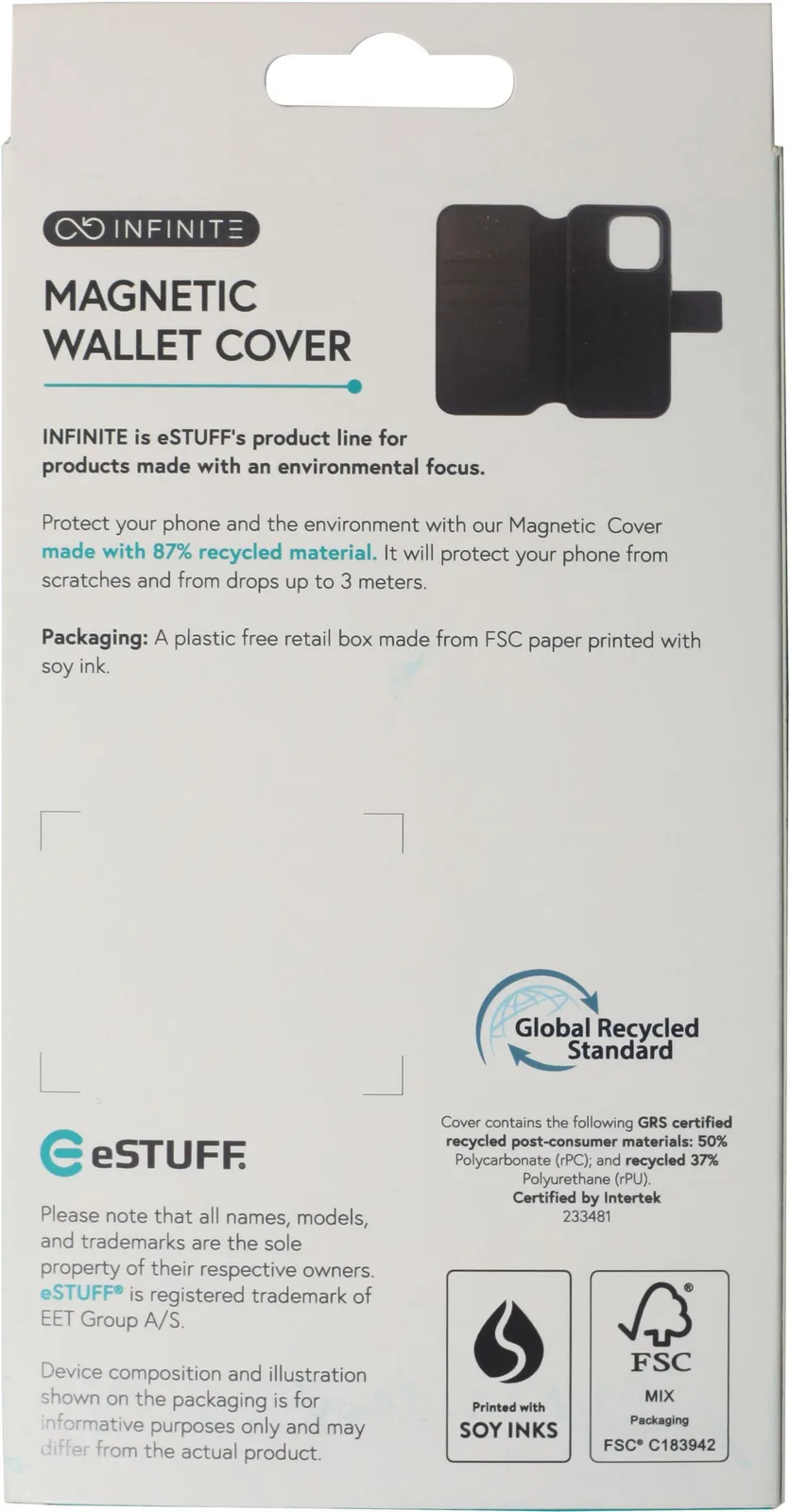 eSTUFF Infinite Milan - Flip-Hülle für Mobiltelefon - 87 % recyceltes Material - kompatibel mit MagSafe - Polycarbonat, Ansicht 2