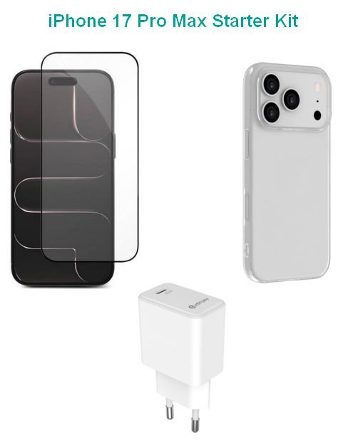 eSTUFF Kit für iPhone 17 Pro Max - Ladegeraet Schutzhülle und Schutzfolie