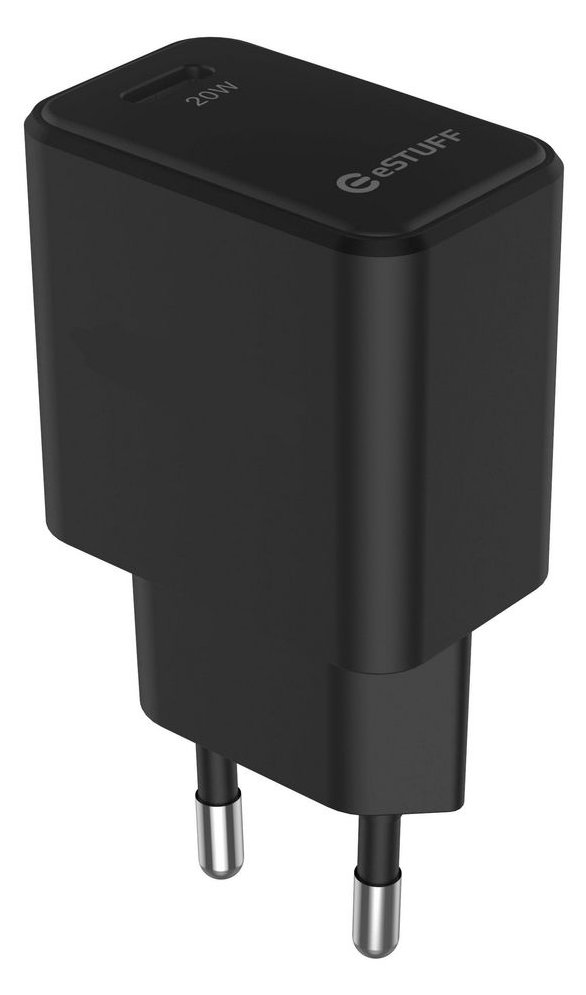 eSTUFF USB-C Charger EU PD 20W. 1 x USB-C. Black (ES635029-BULK)