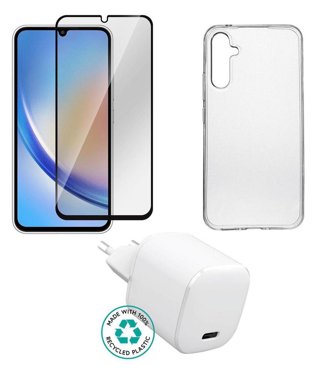 eSTUFF Zubehörkit für Handy - Ladegerät, Abdeckung, Glas