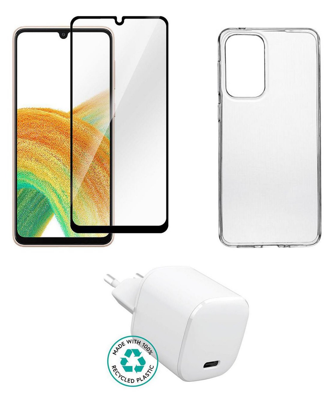 eSTUFF Zubehörkit für Handy - Ladegerät, Abdeckung, Glas