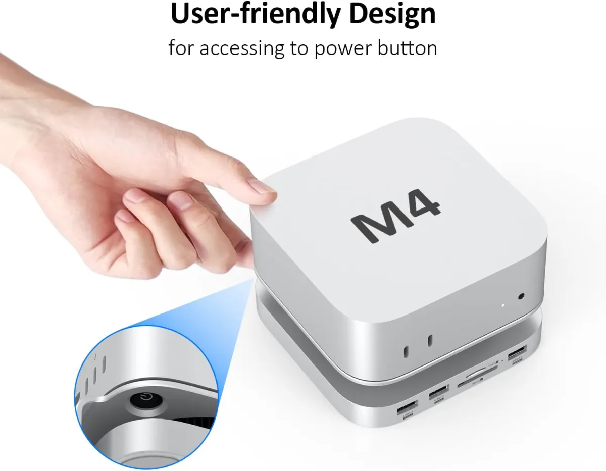 Mac mini-Hub: 10-in-1 Aluminium-Ständer und Dock für Mac mini M4 Pro mit M.2 NVMe SSD-Gehäuse, 4K60hz HDMI, 10 Gbit/s USB-A x 2, SD/TF-Kartenleser, USB 2.0 — Bild 4