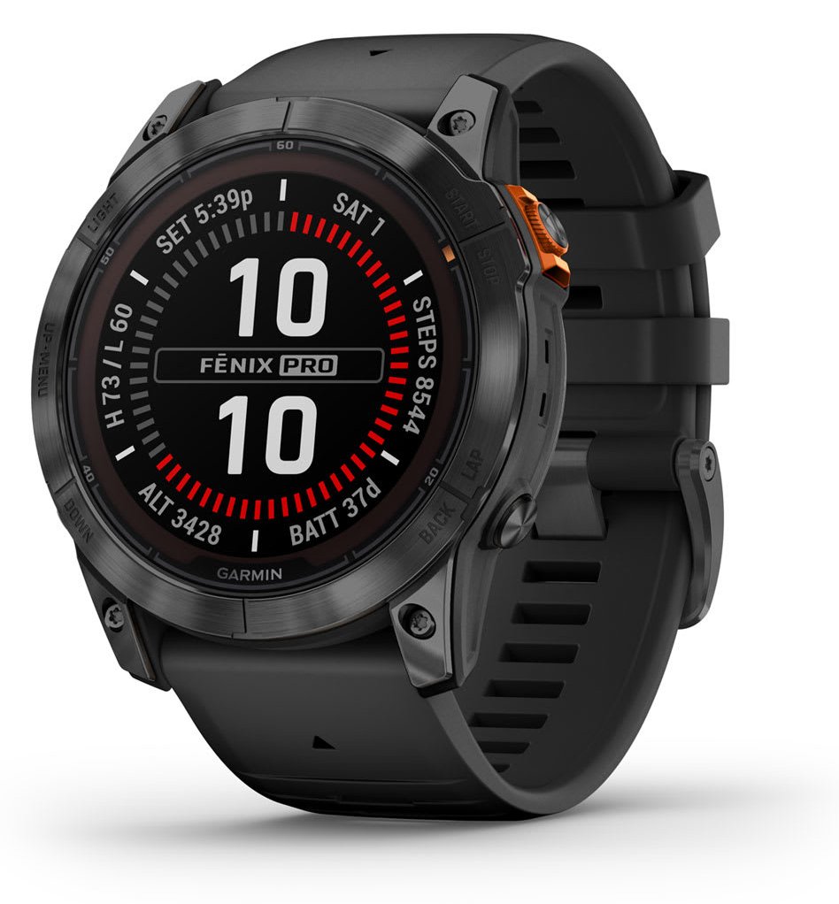Garmin Fenix 7X Pro - Solar Edition - 51 mm - Slate Gray - Silikon - schwarz - Handgelenk: 127-210 mm - Anzeige: 1.4
