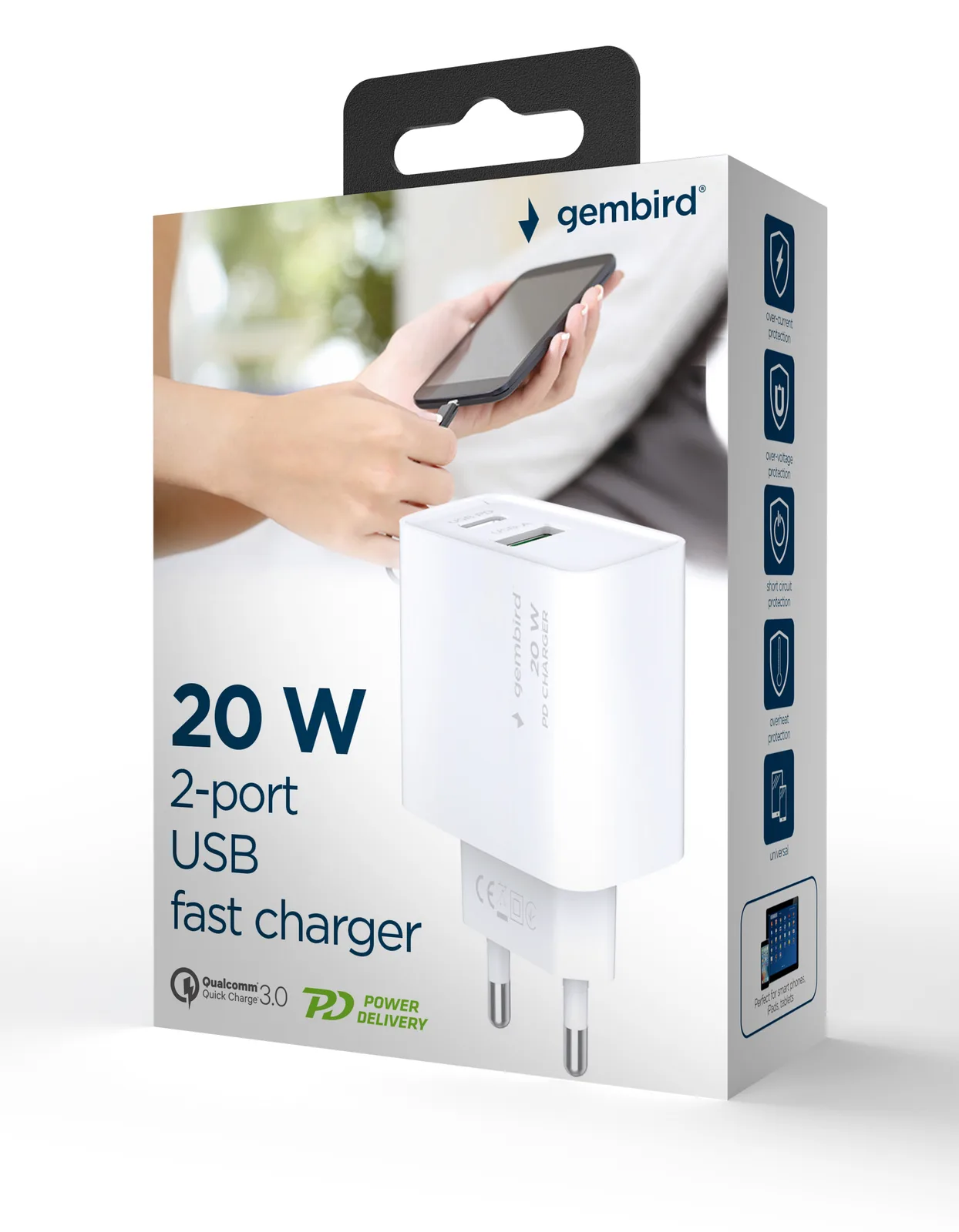 Gembird USB Typ C Schnellladegerät 20 W schwarz, Ansicht 2