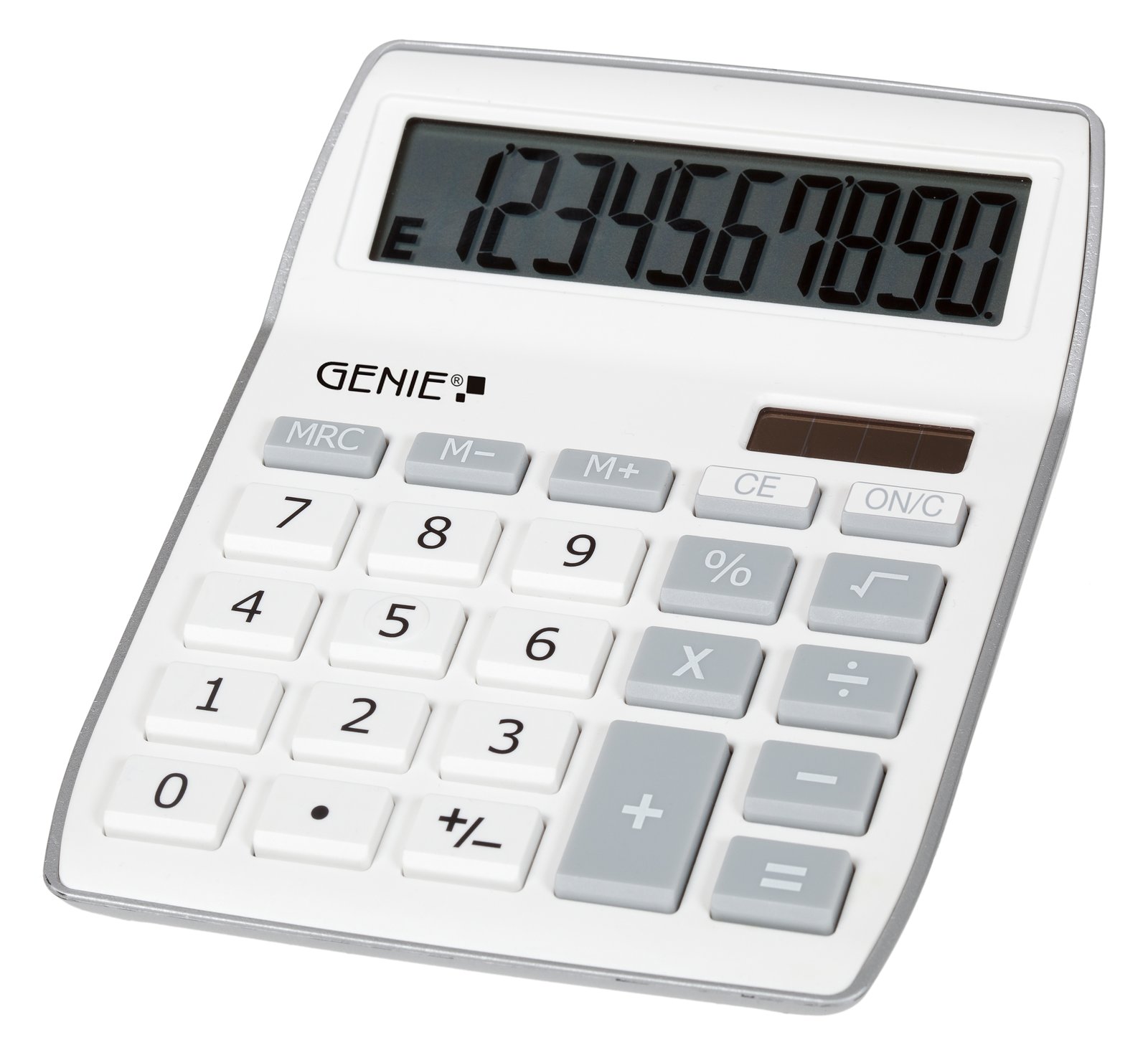 Genie 840 S - Desktop - Display-Rechner - 10 Ziffern - Display klappbar - Batterie/Solar - Grau - Weiß