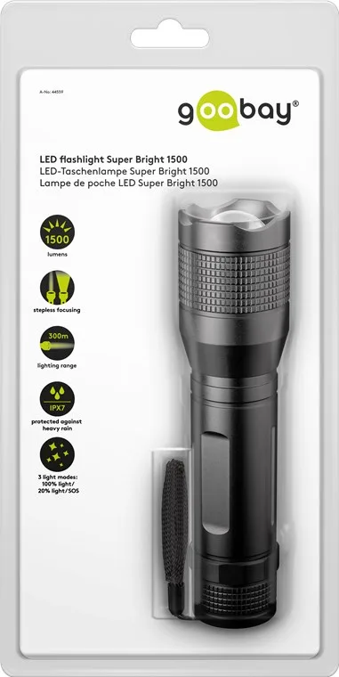 Goobay Super Bright 1500 Stift-Blinklicht, Aluminium, IPX7, schwarz, Ansicht 4