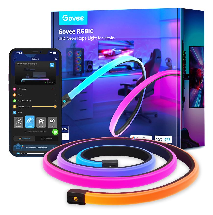 Govee H61C3 - Intelligenter Leuchtstreifen - Wi-Fi/Bluetooth - Schwarz - Weiß - LED - Silikon - Multi