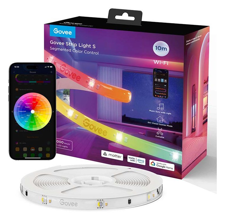 Govee RGBIC LED Strip Light Wi-Fi Bluetooth Matter 10.0m