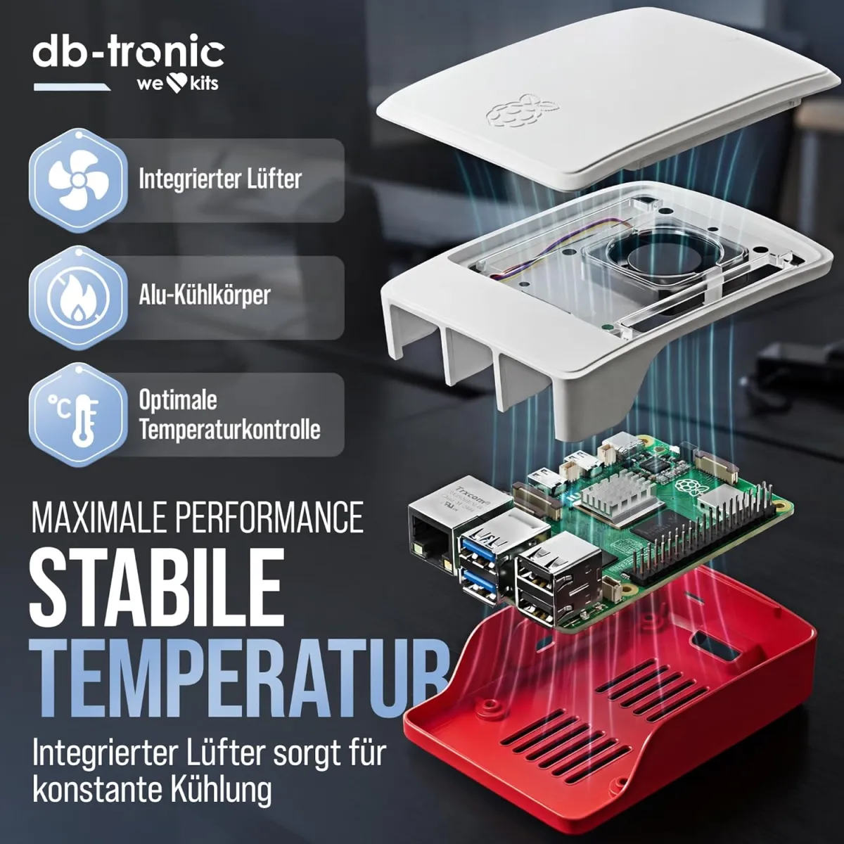 Raspberry Pi 5 1GB Starter-Kit | 64GB Edition | 27W Netzteil | Gehäuse mit Lüfter | 4K Micro HDMI Kabel 1m | Ideal für Smart Home, Retro Gaming und Home Assistant — Bild 2