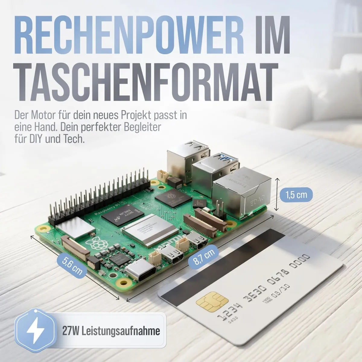 Raspberry Pi 5 1GB Starter-Kit | 64GB Edition | 27W Netzteil | Gehäuse mit Lüfter | 4K Micro HDMI Kabel 1m | Ideal für Smart Home, Retro Gaming und Home Assistant — Bild 7