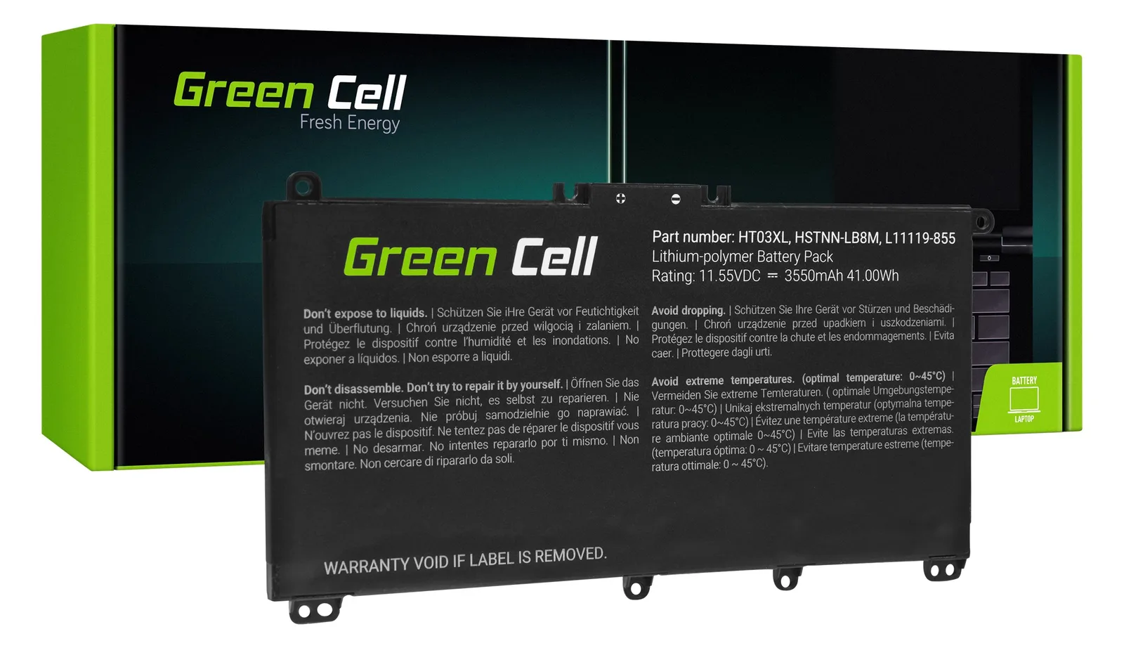 Green Cell Laptop-Batterie (gleichwertig mit: HP HT03XL), Ansicht 4